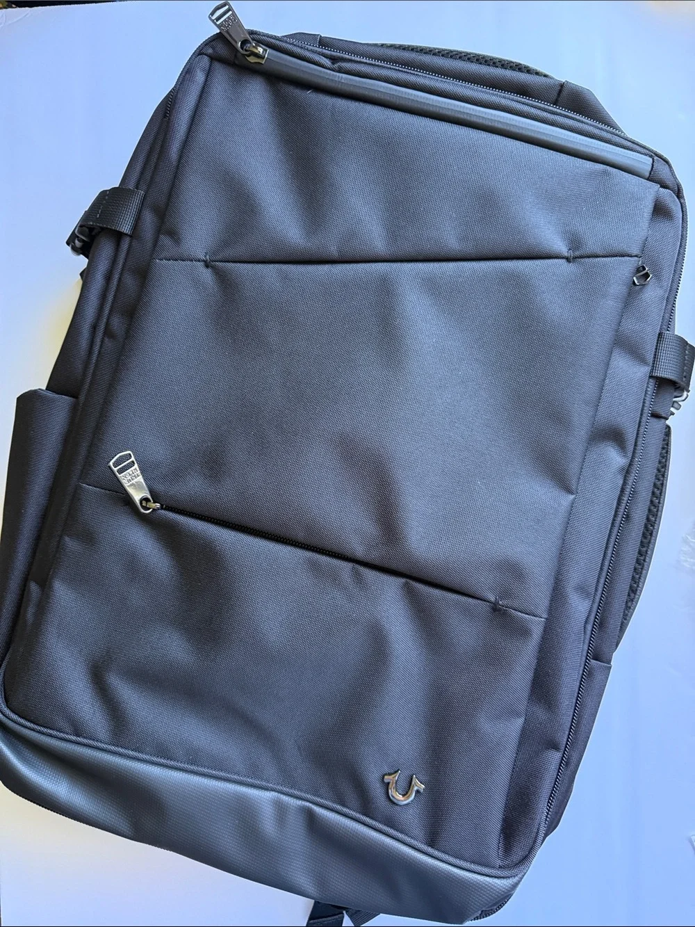 True Religion Black Travel Backpack with Subtle Logo